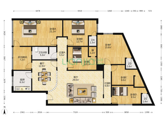 建设路二段207号 7室2厅4卫 136平方
