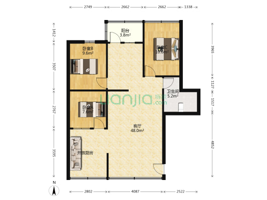 天鹅花园 3室1厅1卫 99平方