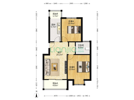 高行绿洲(三期) 2室1厅1卫 79平方