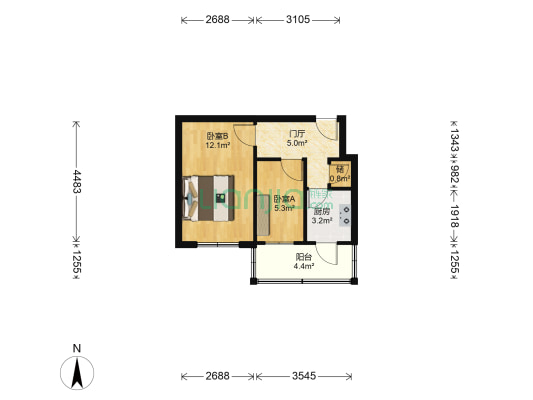 建国北四道街 2室0厅0卫 38平方