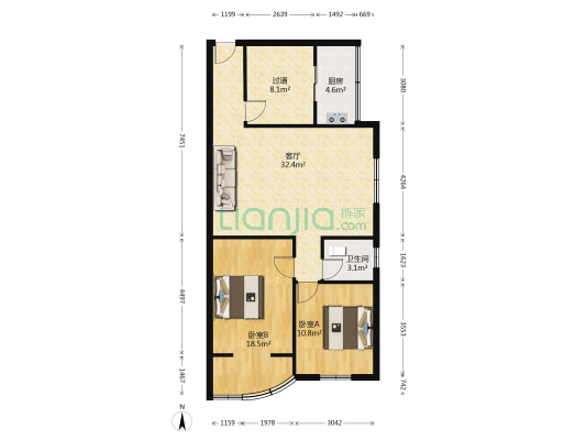 朝阳楼(开平区) 2室1厅1卫 94平方