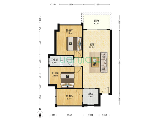 丰泽楼 3室1厅1卫 79平方