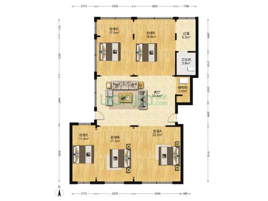 校场西路 5室1厅1卫 161平方