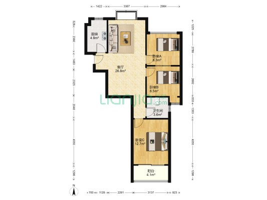 香堤湾 3室1厅1卫 87平方