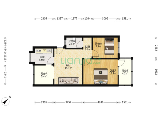 平福路122号 2室1厅1卫 66平方