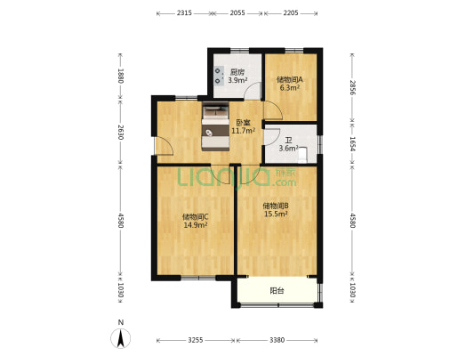 里厍二村南区 1室0厅1卫 72平方