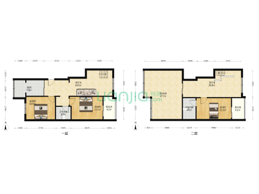 房本满五， 采光好，大跃层，带南北向楼台。-户型图