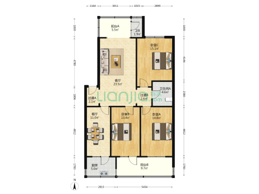 师范街7号 3室2厅2卫 111平方