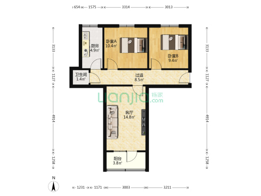 兰州市政工程管理处家属院(南昌路) 2室1厅1卫 54平方