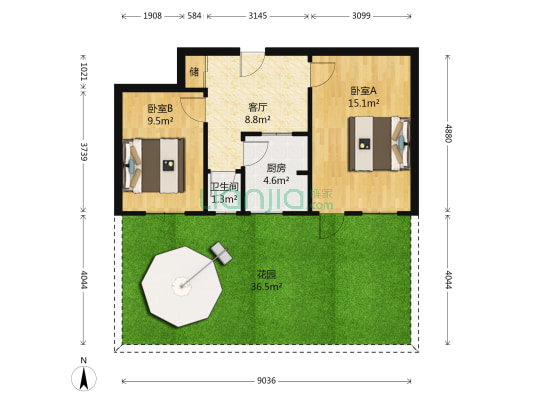七里山南村二区 2室1厅1卫 52平方