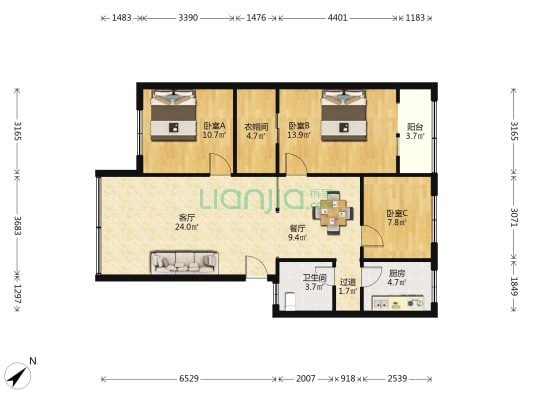 永新商住楼小区  3室2厅1卫 102平方