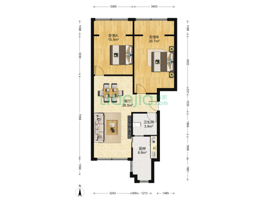城源家属院 2室1厅1卫 84平方