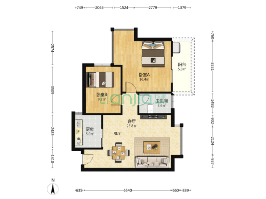 高林新城北区 2室1厅1卫 82平方