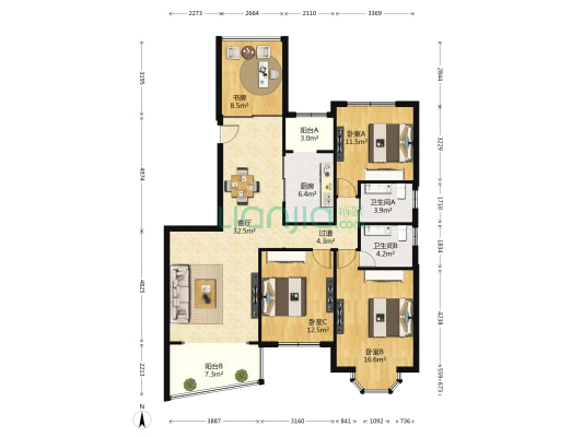 恒昌华城 4室1厅2卫 132平方