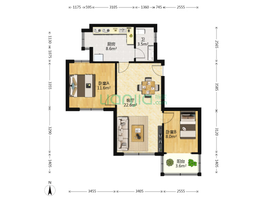 南宁地区行政公署衡阳生活区 2室1厅1卫 72平方
