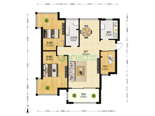 尚水云居 3室1厅1卫 97平方