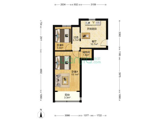 香花桥路20弄 2室1厅0卫 46平方