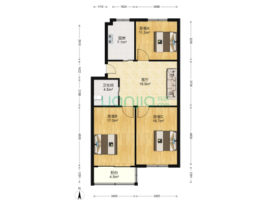 鑫业园 3室1厅1卫 94平方