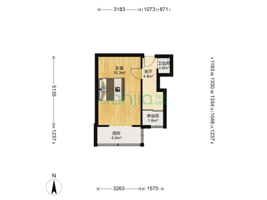 宜白楼 1室1厅2卫 35平方