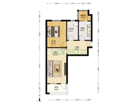 运管所家属院(荥阳市) 1室1厅1卫 67平方