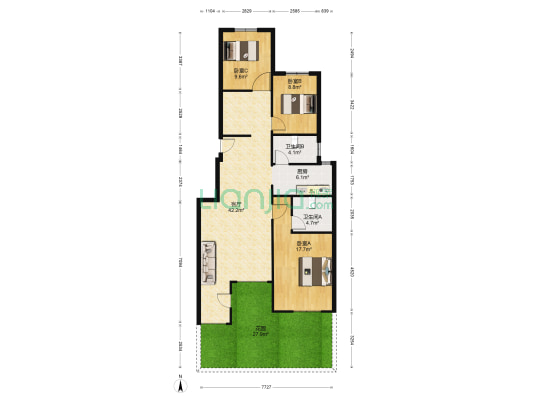 明发水韵桃源 3室1厅2卫 119平方