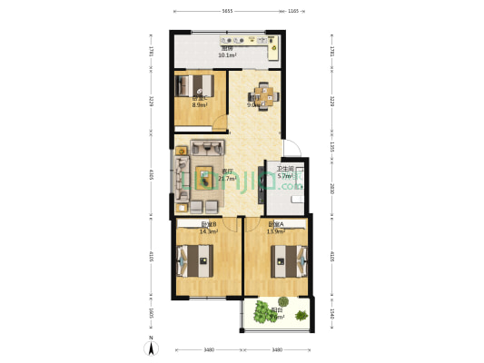 兴和住宅小区 3室2厅1卫 108平方