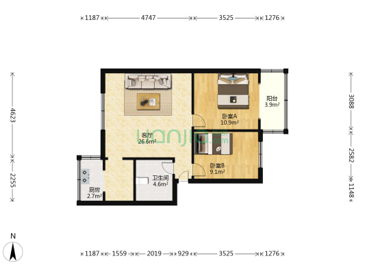 地龙箐路7号 2室1厅1卫 69平方