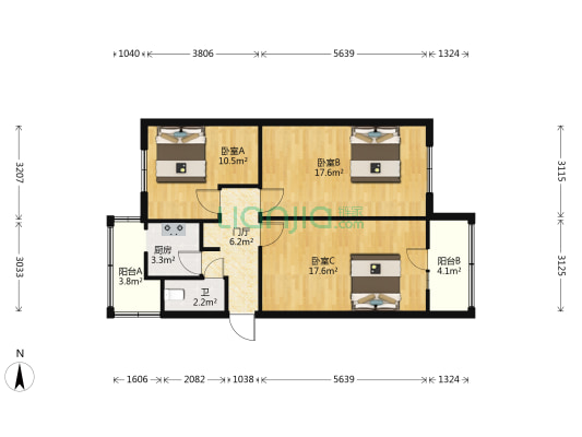 花园楼 3室0厅1卫 79平方