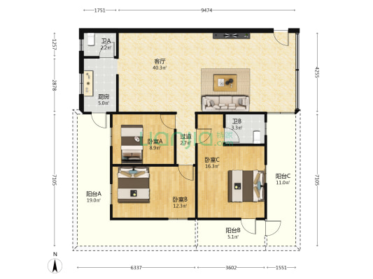 顺兴楼 3室1厅2卫 112平方