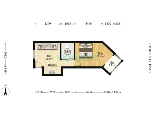 乐山四五村 1室1厅1卫 43平方