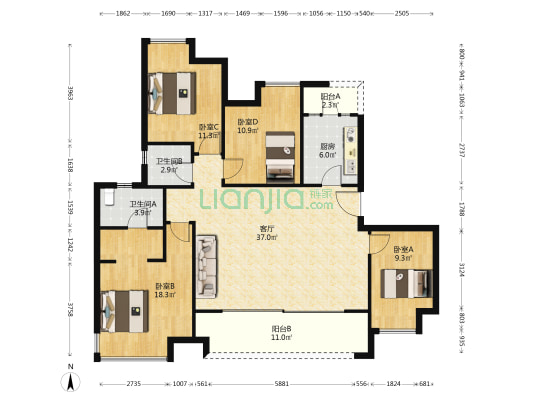 翡丽锦悦二期 4室1厅2卫 132平方