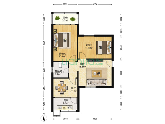 国网电力物资公司家属院 2室2厅1卫 78平方