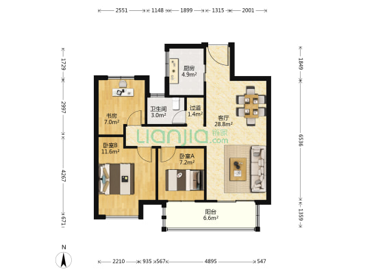 远洋太湖宸章 3室1厅1卫 88平方