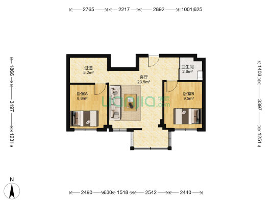 长通家园G区 2室1厅1卫 70平方