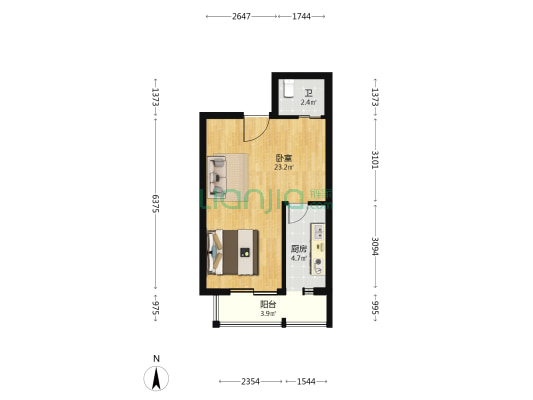 惠铭苑 1室0厅1卫 49平方