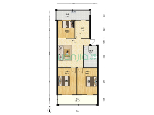 和风苑 3室2厅1卫 112平方