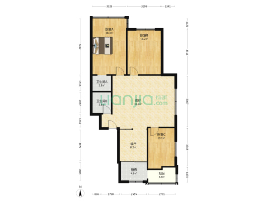 西三小区 3室2厅2卫 120平方