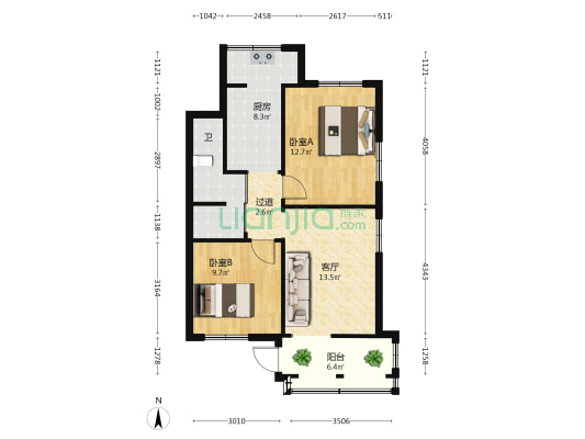 东栗巷19号 2室1厅1卫 54平方