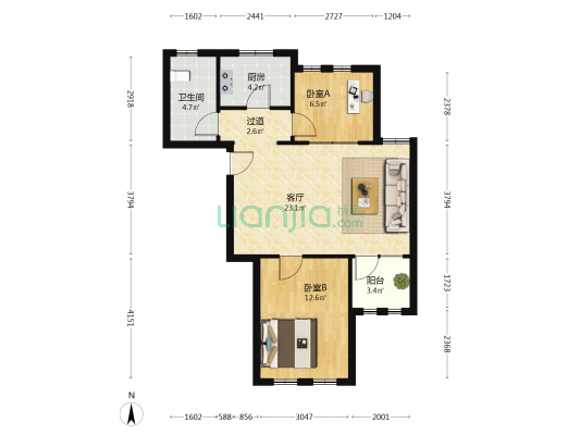 新民社区 2室1厅1卫 85平方