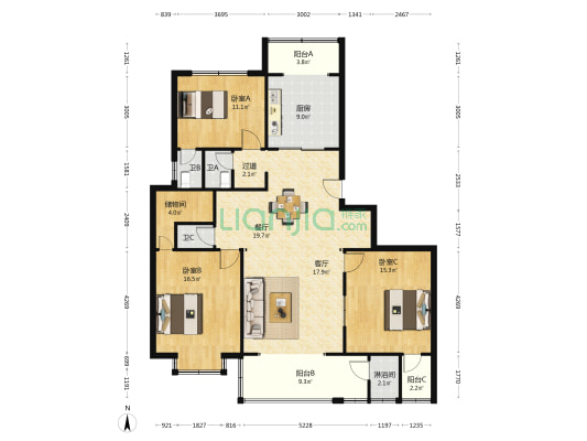 西欧名邸 3室2厅4卫 250平方