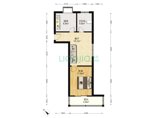 电台村小区 1室1厅1卫 56平方