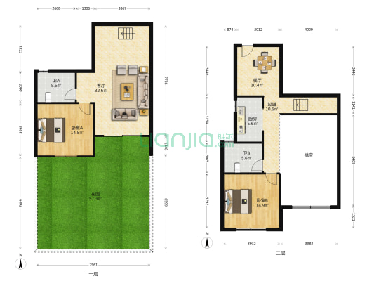 金科·山水洲 2室2厅2卫 120平方