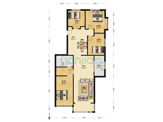 秀冶里河墘巷5号 4室2厅1卫 157平方