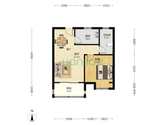 达善花园 1室1厅1卫 70平方
