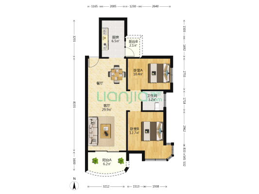 森松花园 2室1厅1卫 86平方