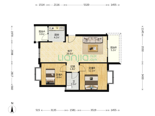 抚江社区二期 2室1厅1卫 80平方