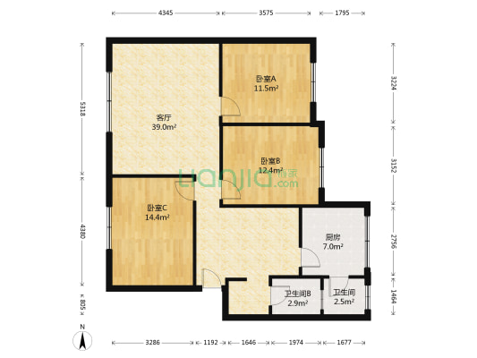 华阳大道三段11号 3室1厅2卫 95平方