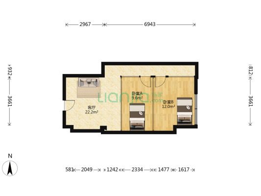 凯丰大厦 2室1厅0卫 58平方
