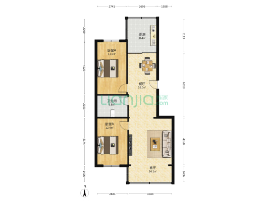 甘南花园东区 2室2厅1卫 106平方