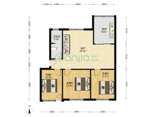 疾控中心宿舍 3室1厅1卫 134平方